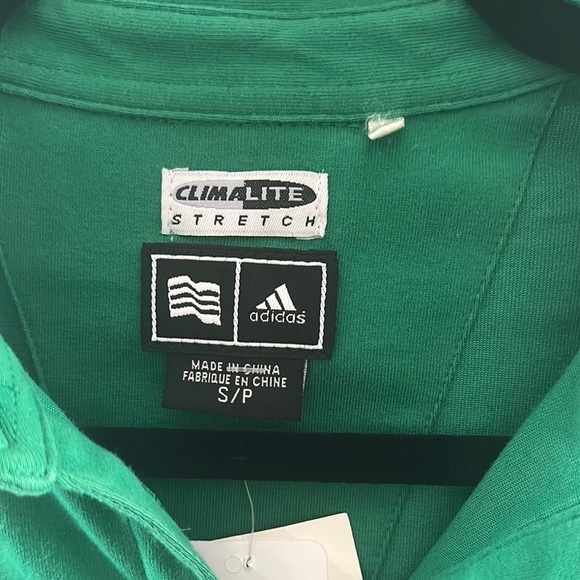 Adidas Green Button Down Climalite Stretch Polo Shirt - Picture 2 of 11
